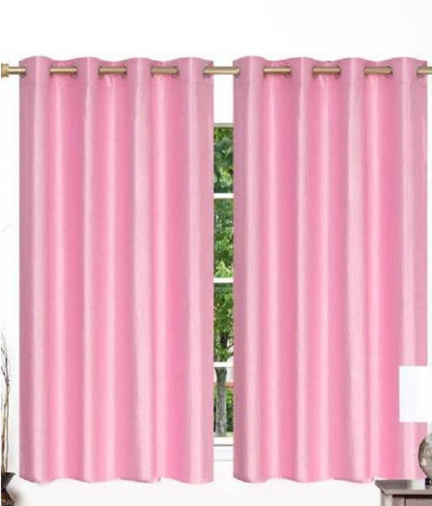     			N2C Home Solid Semi-Transparent Eyelet Curtain 5 ft ( Pack of 2 ) - Pink