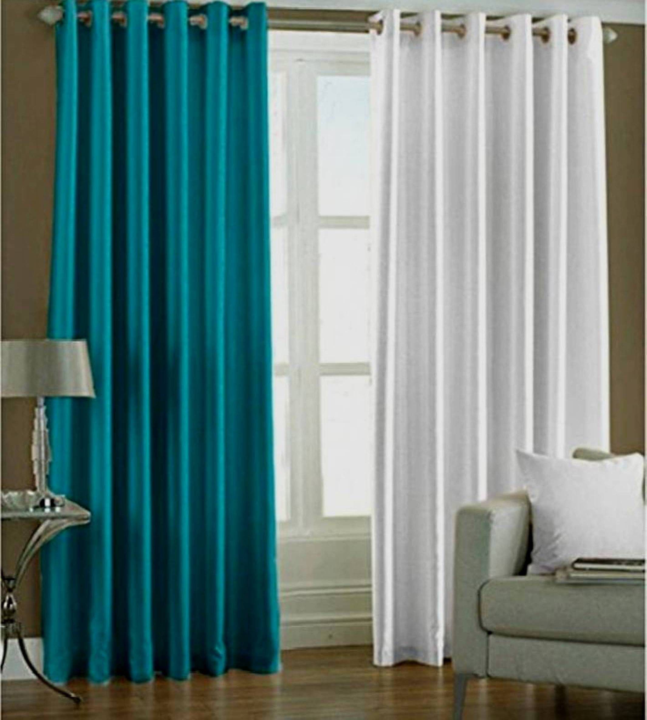     			N2C Home Solid Semi-Transparent Eyelet Curtain 5 ft ( Pack of 2 ) - Multicolor