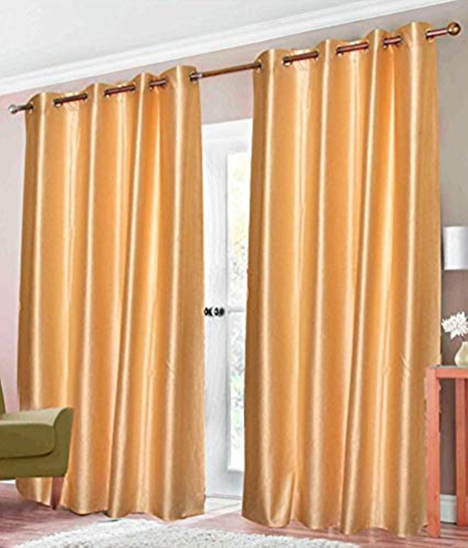     			N2C Home Solid Semi-Transparent Eyelet Curtain 9 ft ( Pack of 2 ) - Cream