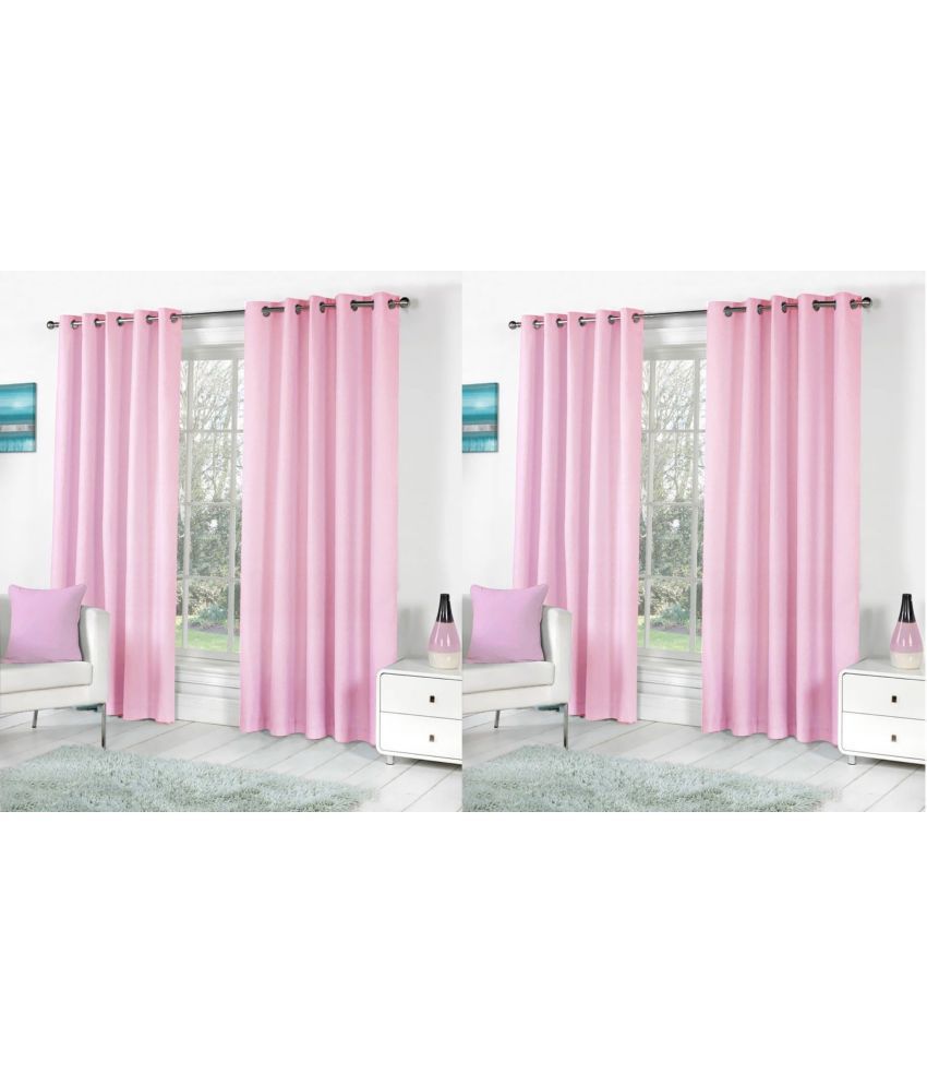     			N2C Home Solid Semi-Transparent Eyelet Curtain 5 ft ( Pack of 4 ) - Pink
