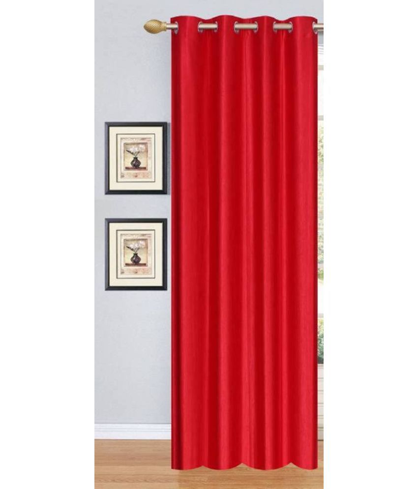     			N2C Home Solid Semi-Transparent Eyelet Curtain 9 ft ( Pack of 1 ) - Red