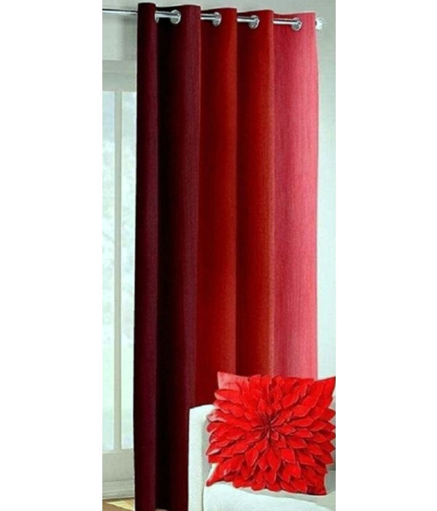     			N2C Home Solid Semi-Transparent Eyelet Curtain 7 ft ( Pack of 1 ) - Red