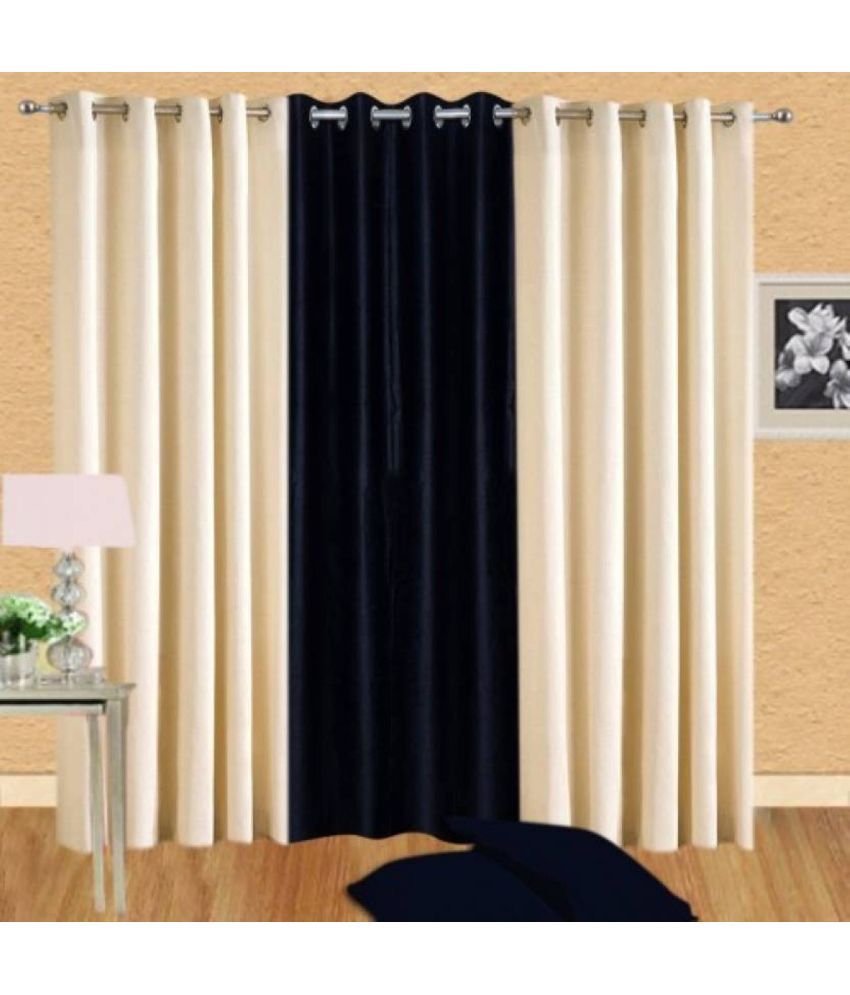     			N2C Home Solid Semi-Transparent Eyelet Curtain 5 ft ( Pack of 3 ) - Multicolor