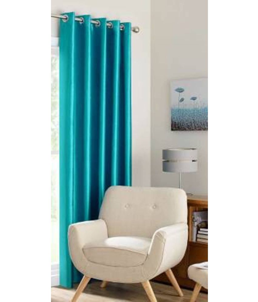     			N2C Home Solid Semi-Transparent Eyelet Curtain 9 ft ( Pack of 1 ) - Teal