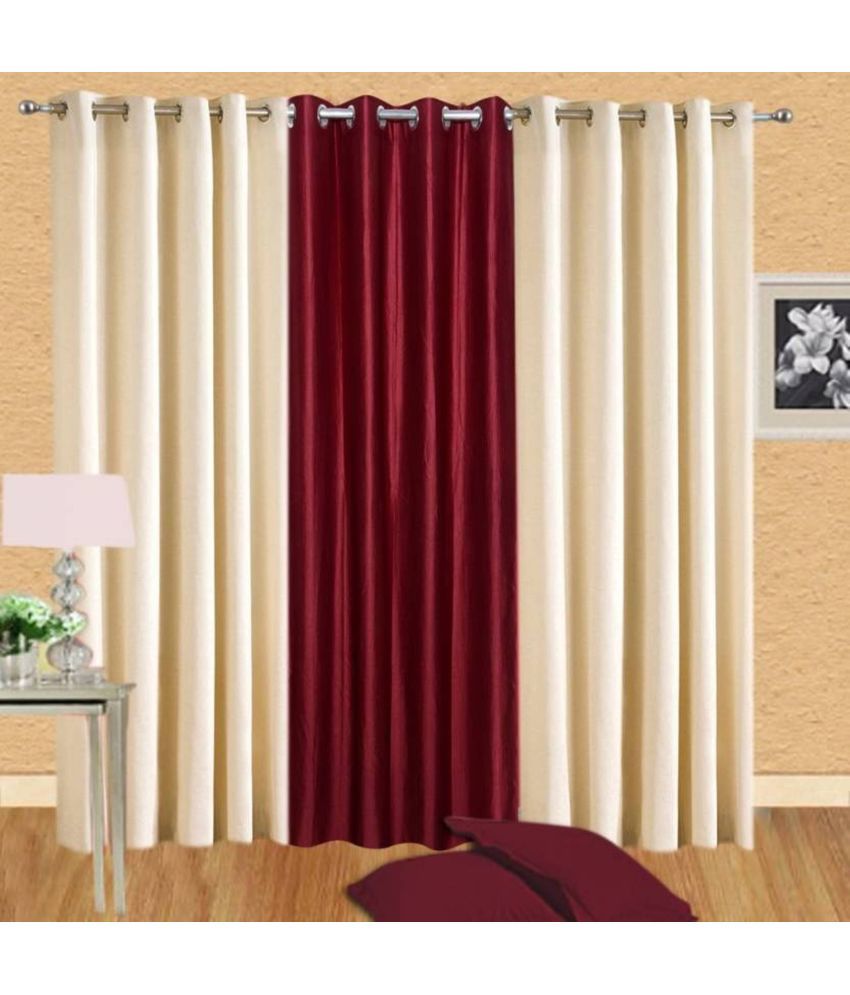     			N2C Home Solid Semi-Transparent Eyelet Curtain 5 ft ( Pack of 3 ) - Multicolor