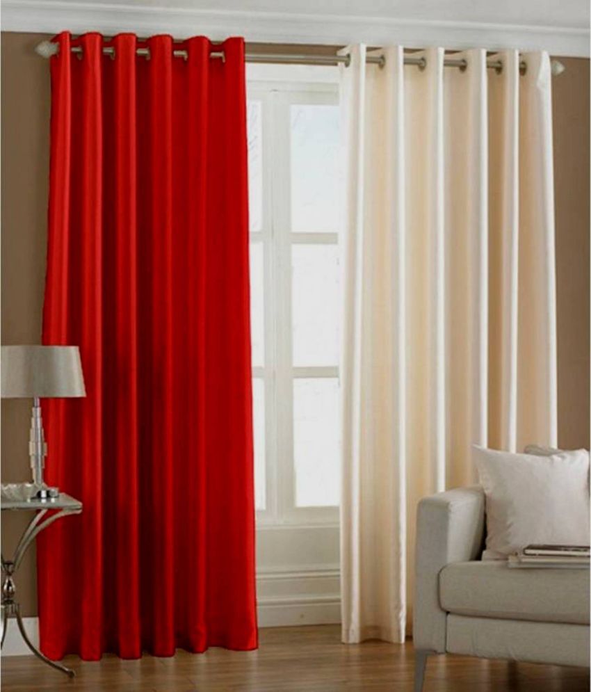     			N2C Home Solid Semi-Transparent Eyelet Curtain 9 ft ( Pack of 2 ) - Multicolor