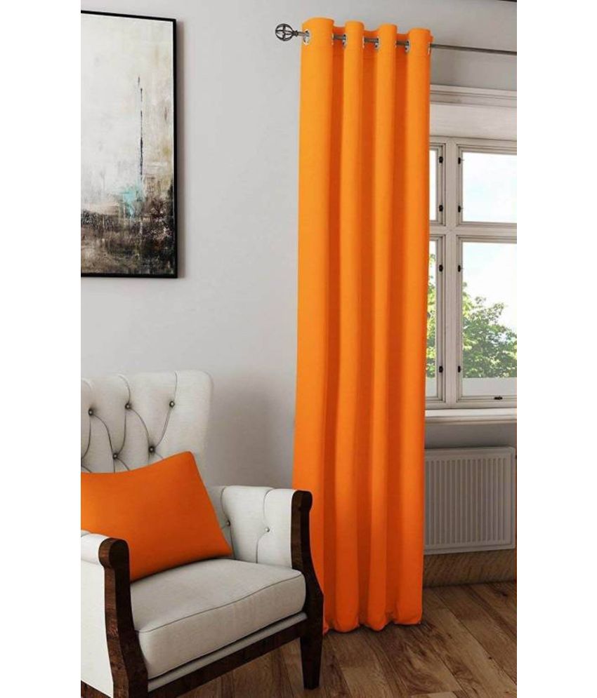     			N2C Home Vertical Striped Semi-Transparent Eyelet Curtain 9 ft ( Pack of 1 ) - Orange