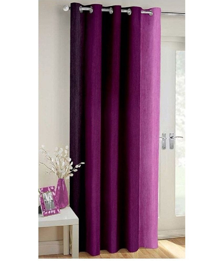     			N2C Home Vertical Striped Semi-Transparent Eyelet Curtain 5 ft ( Pack of 1 ) - Purple