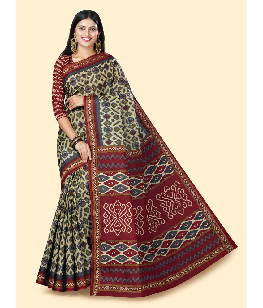     			SHANVIKA Cotton Printed Saree With Blouse Piece - Beige ( Pack of 1 )