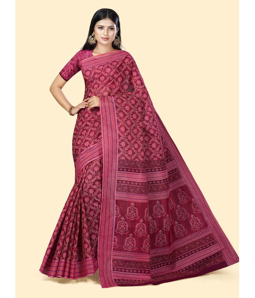    			SHANVIKA Cotton Printed Saree With Blouse Piece - Pink ( Pack of 1 )
