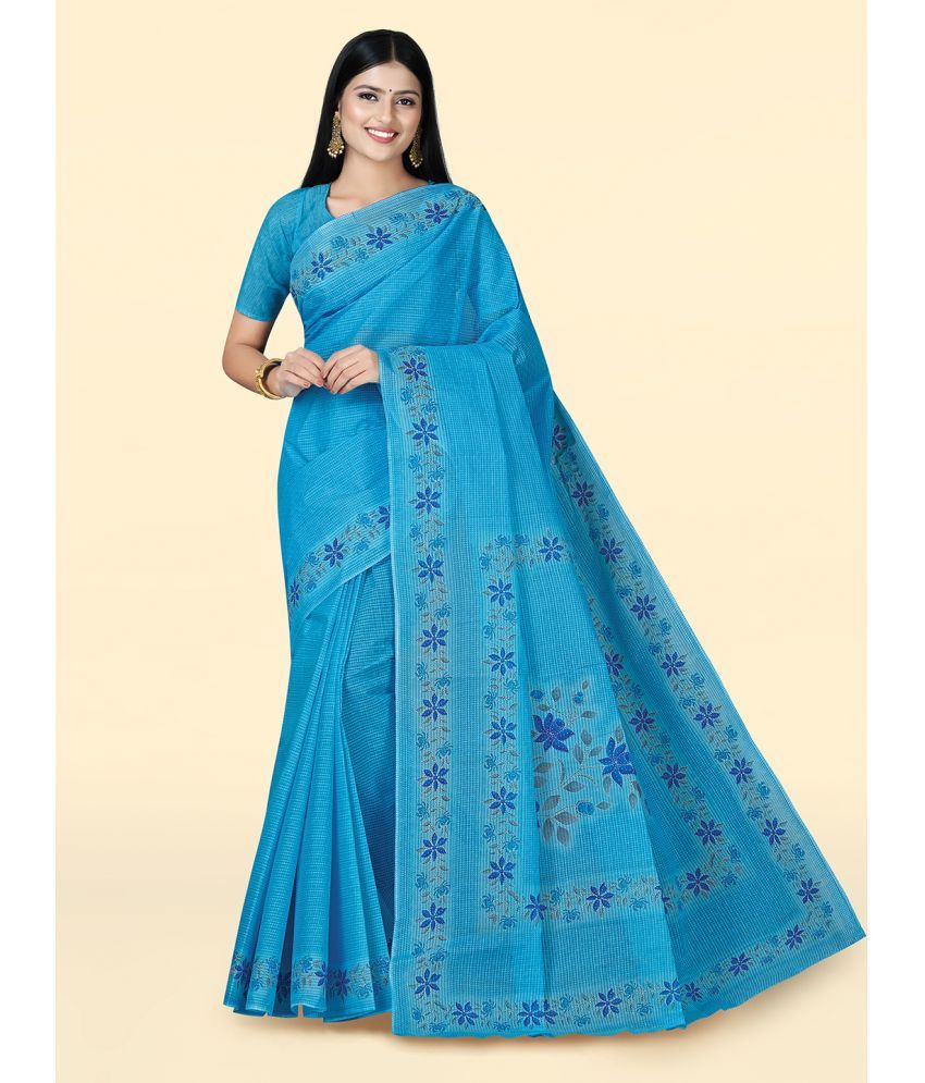     			SHANVIKA Cotton Printed Saree With Blouse Piece - Blue ( Pack of 1 )