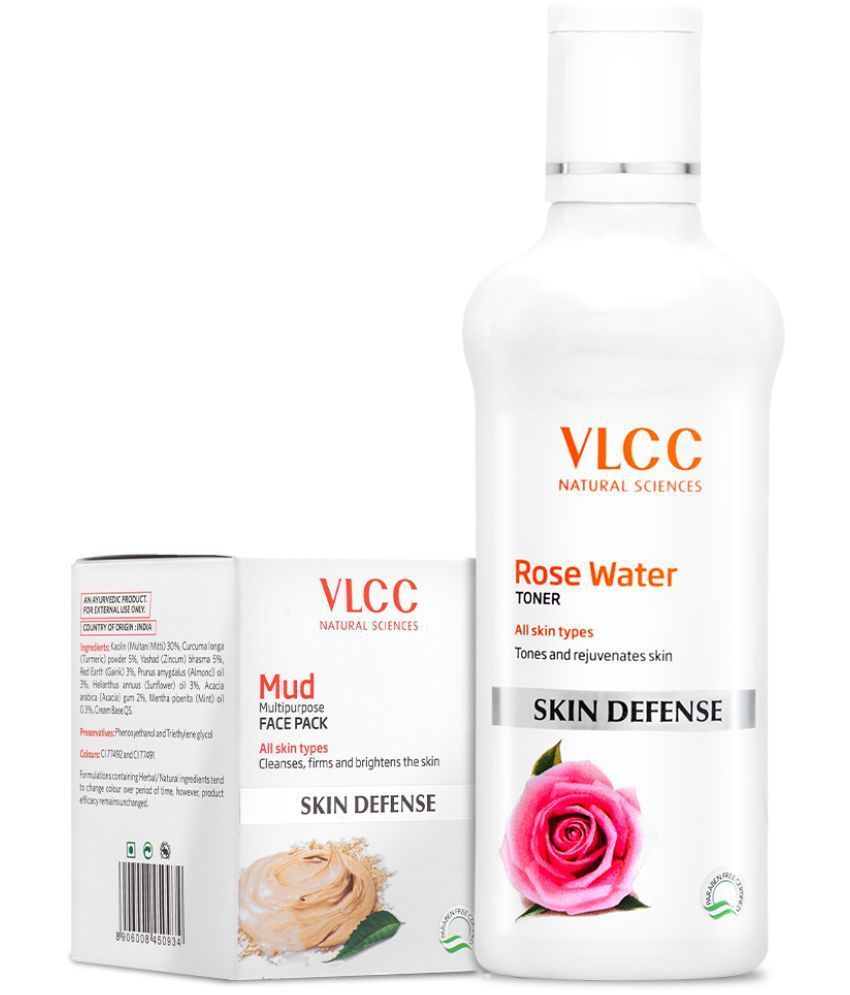     			VLCC Rose Water Toner, 100 ml & Mud Face Pack, 70 g (Pack of 2)