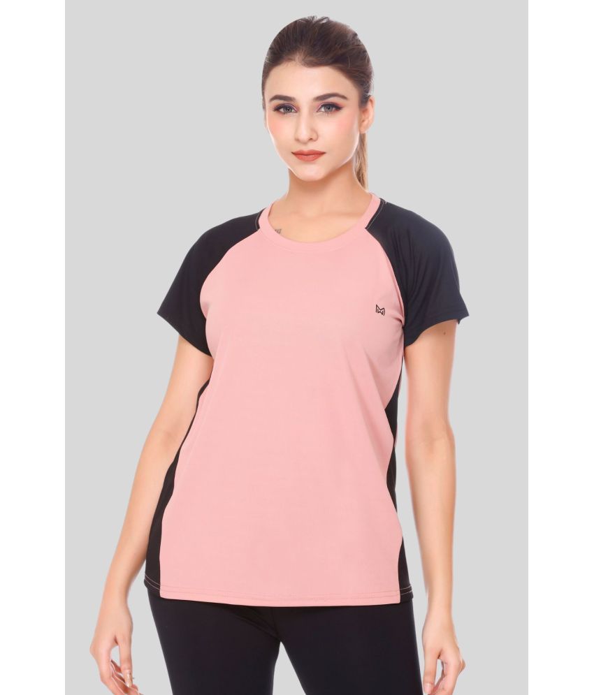     			White Moon Pink Polyester Lycra Tees - Single