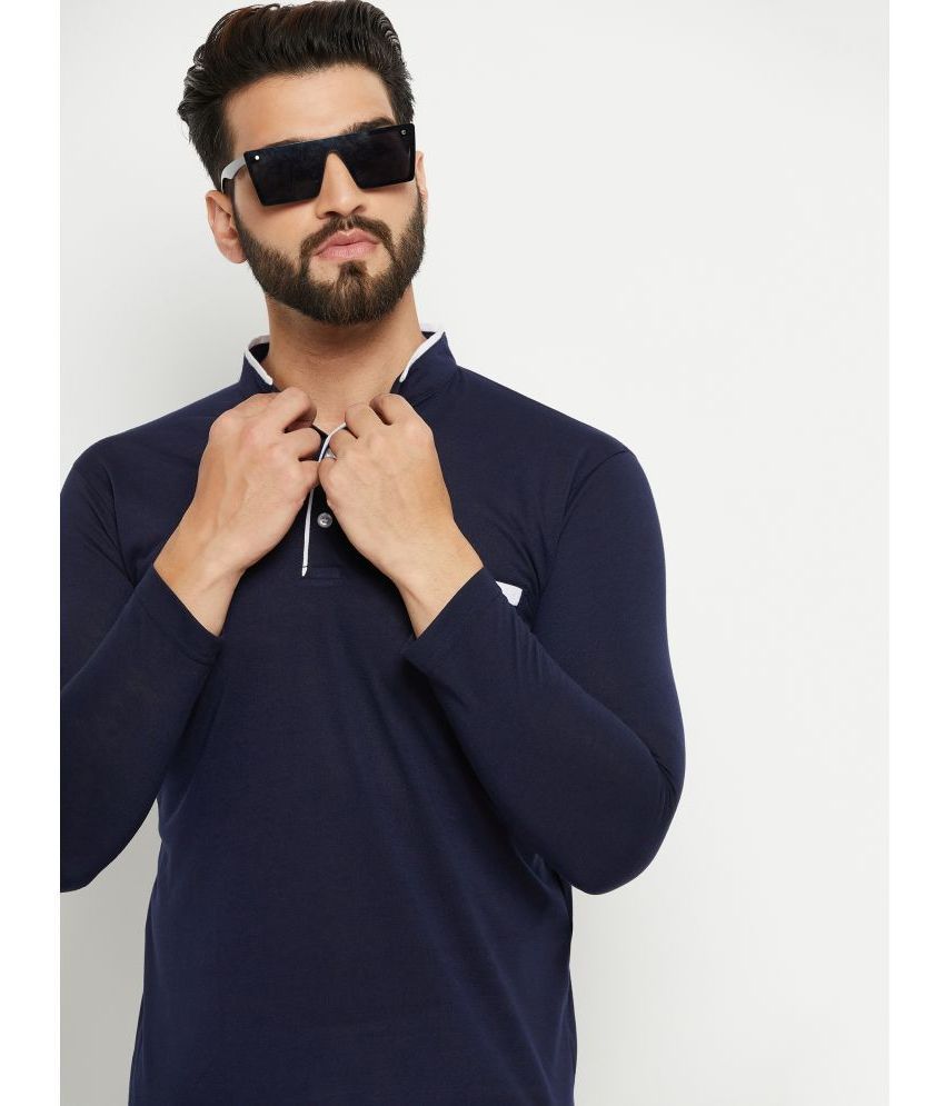     			ZEBULUN Cotton Blend Regular Fit Solid Full Sleeves Men's T-Shirt - Navy Blue ( Pack of 1 )