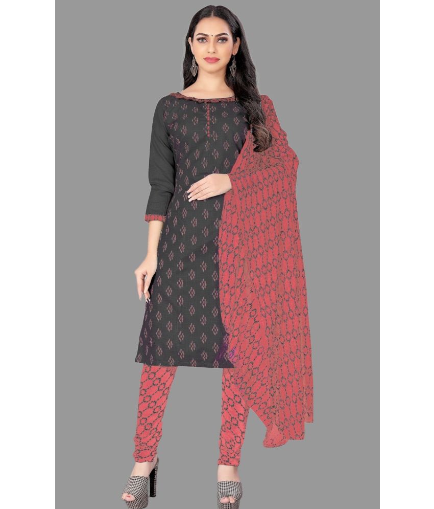     			Apnisha Unstitched Cotton Printed Dress Material - Light Grey ( Pack of 1 )