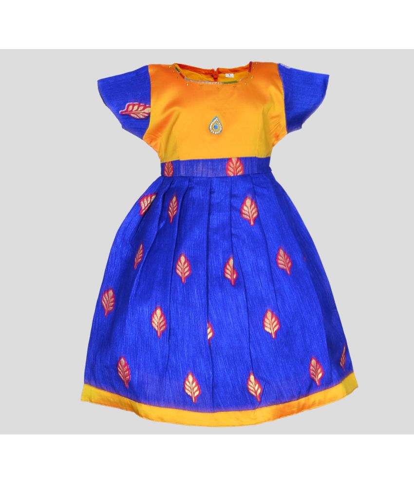     			MangoPies - Blue Cotton Blend Girls A-line Dress ( Pack of 1 )