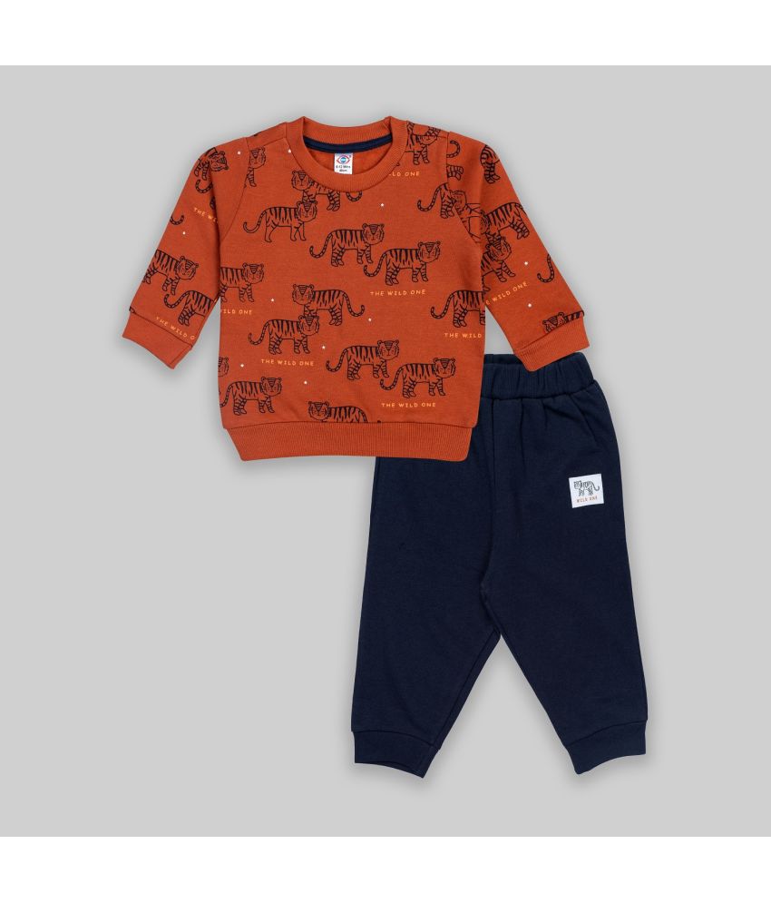     			Zero - Rust Fleece Baby Boy Sweatshirts & Trouser ( Pack of 1 )