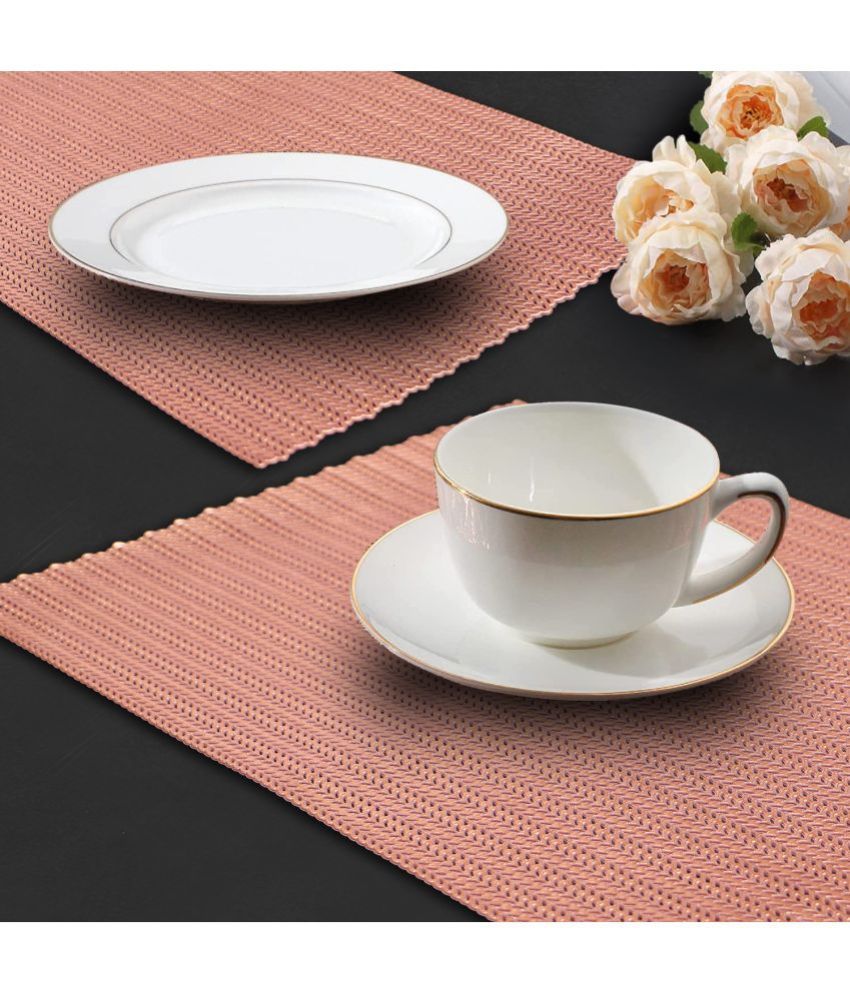     			HOMETALES PVC Abstract Rectangle Table Mats ( 45 cm x 30 cm ) Pack of 2 - Brown