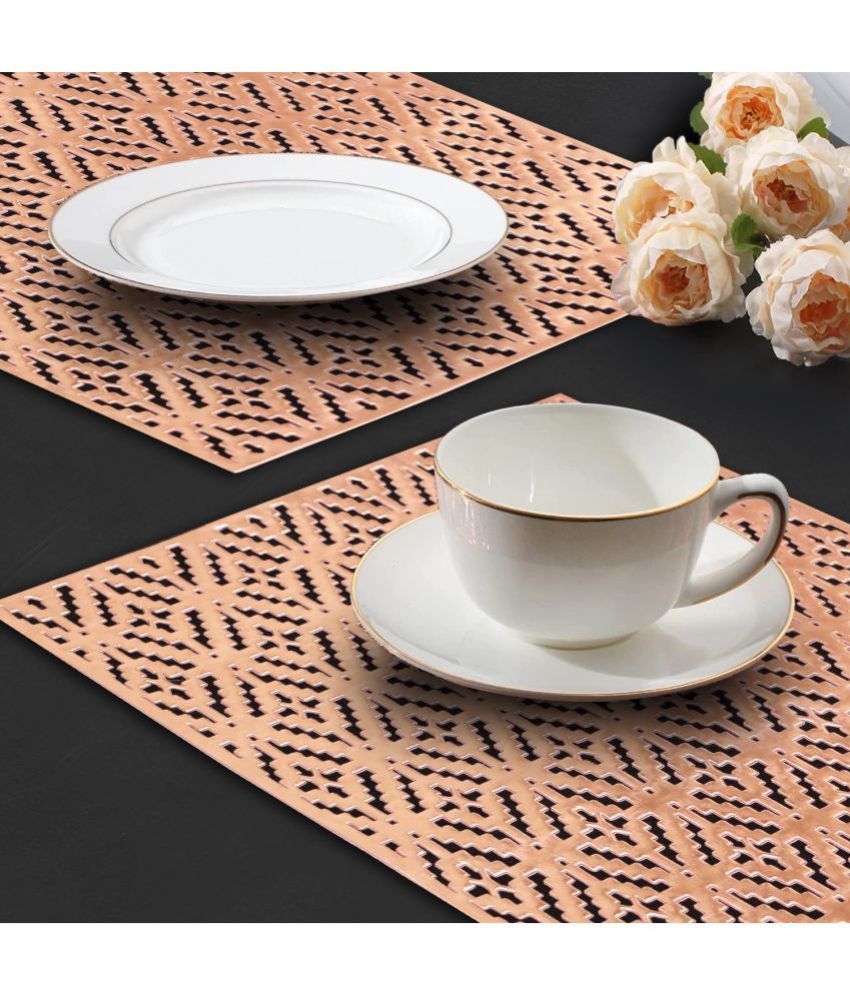     			PVC Geometric Rectangle Table Mats ( 45 cm x 30 cm ) Pack of 2 - Brown