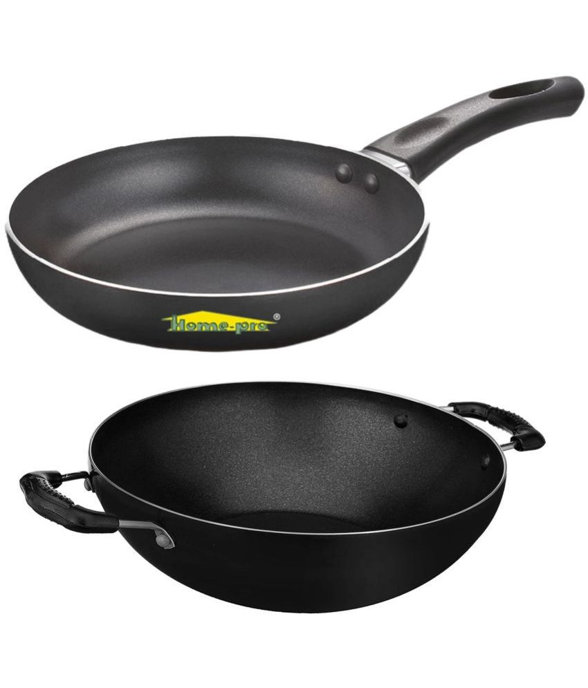     			HomePro - Fry pan & Kadhai Aluminium Non-Stick Pan Set ml ( Pack of 2 )