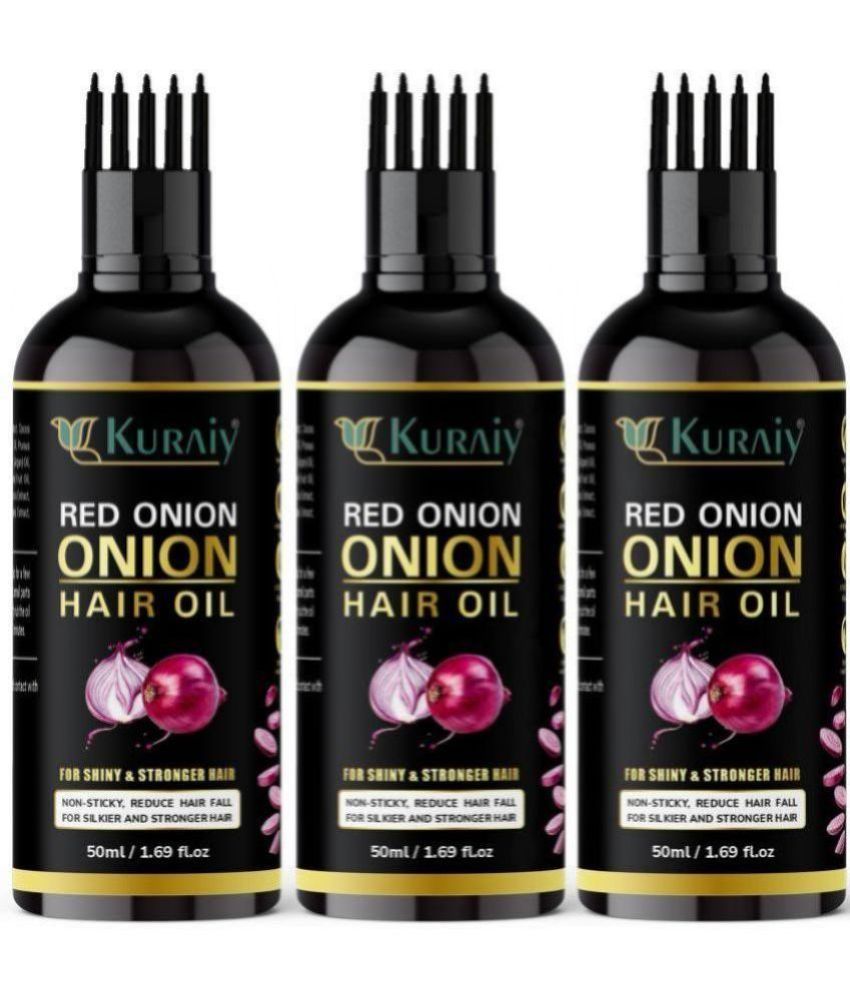     			KURAIY ONION All Type of Hair Problem Herbal Anti Dandruff Hair Oil 50 ML Hair Oil PACK OF 3