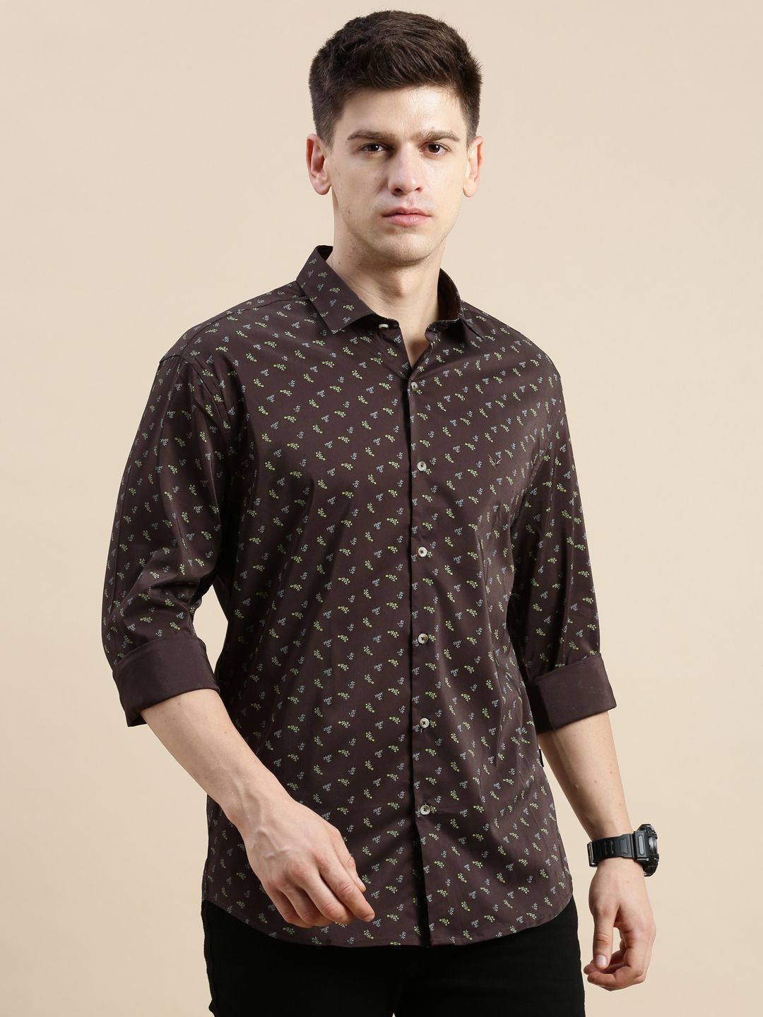     			Showoff Cotton Blend Regular Fit Printed Full Sleeves Men's Casual Shirt - Coffee ( Pack of 1 )