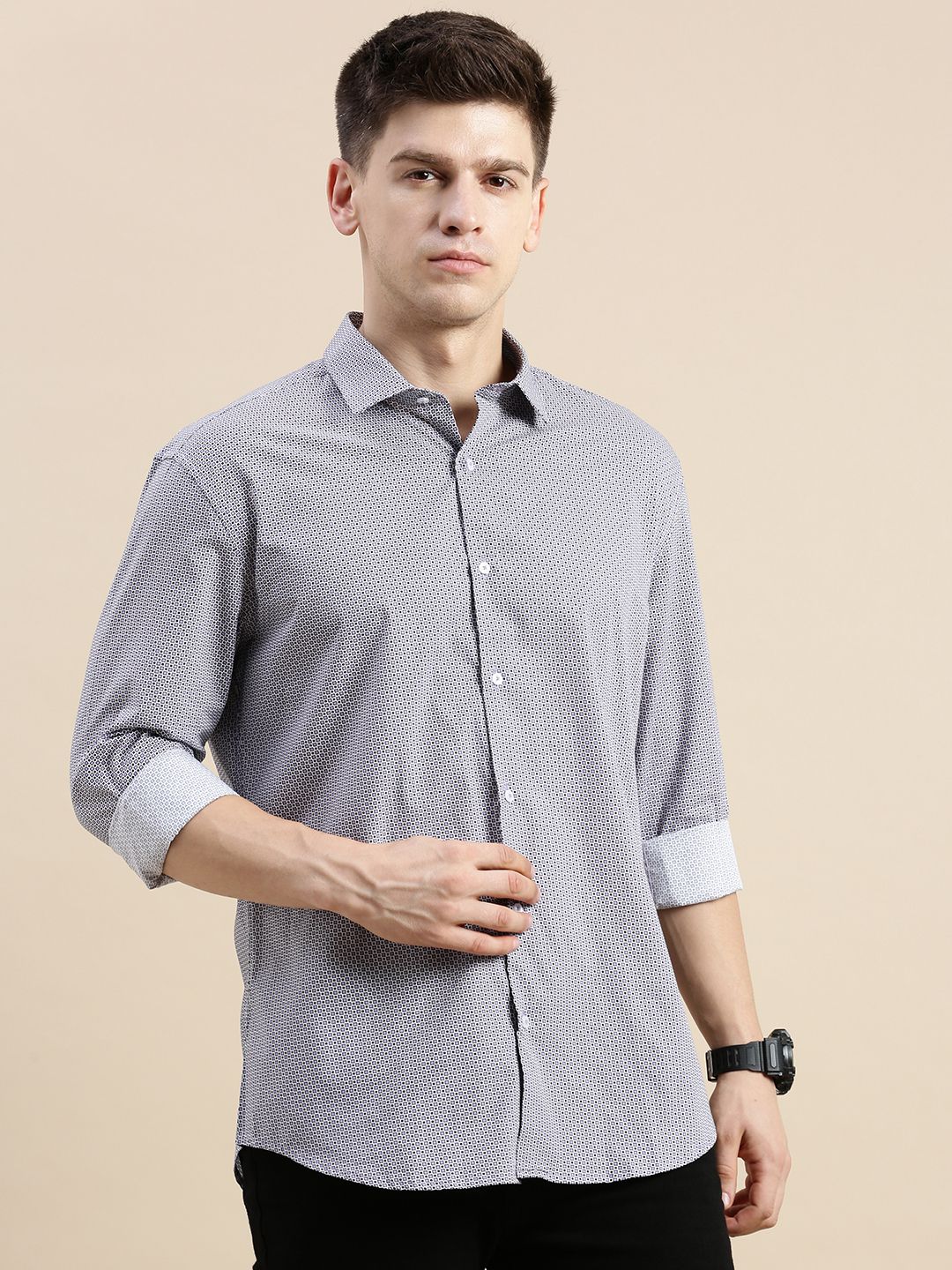     			Showoff Cotton Blend Regular Fit Printed Full Sleeves Men's Casual Shirt - Lavender ( Pack of 1 )
