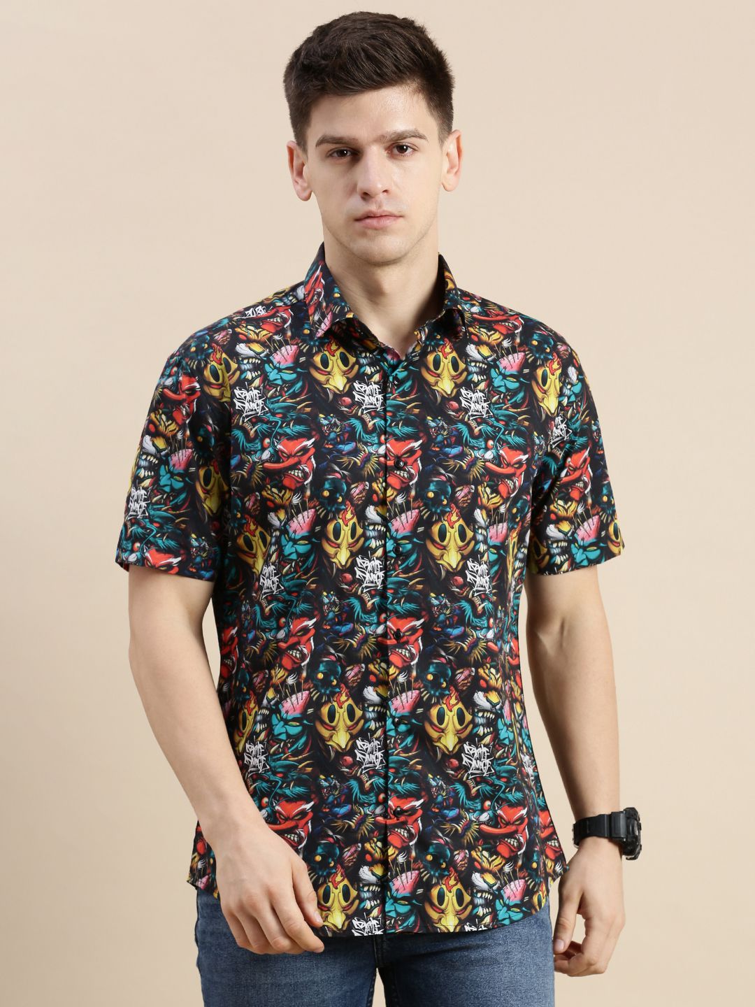     			Showoff Satin Regular Fit Printed Half Sleeves Men's Casual Shirt - Multi ( Pack of 1 )