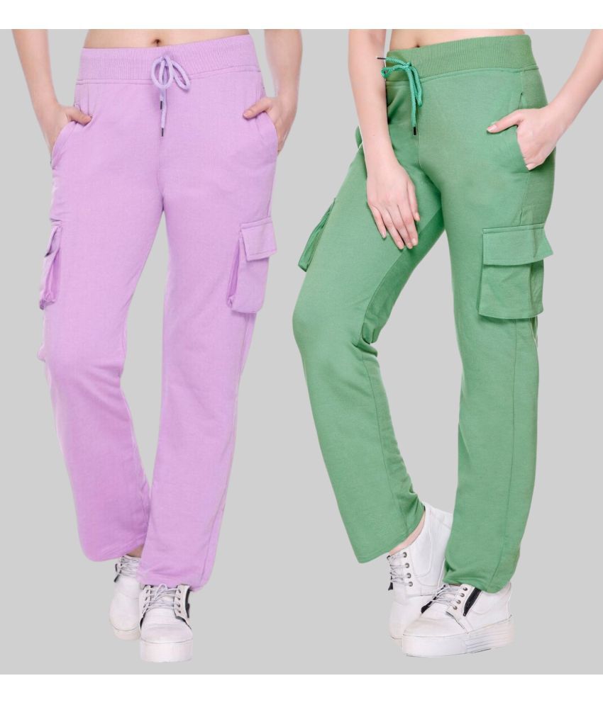     			White Moon - Multi Color Cotton Blend Women's Outdoor & Adventure Trackpants ( Pack of 2 )