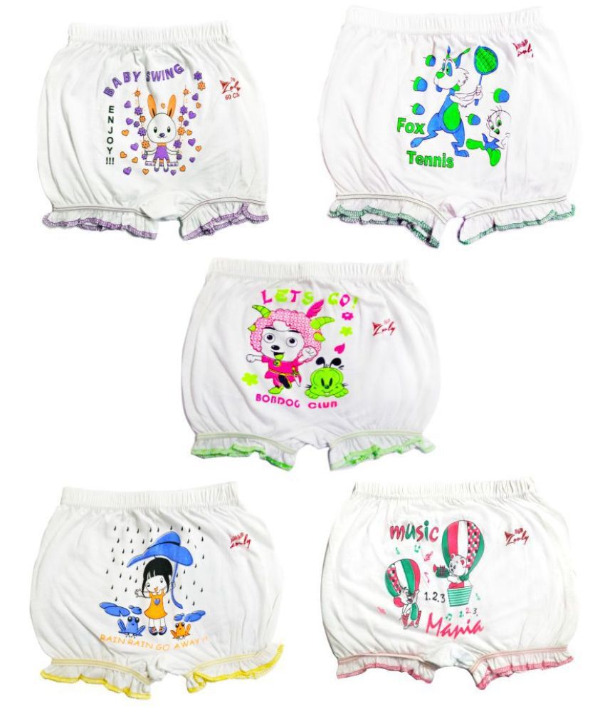    			White printed Bloomer(pack of 5)