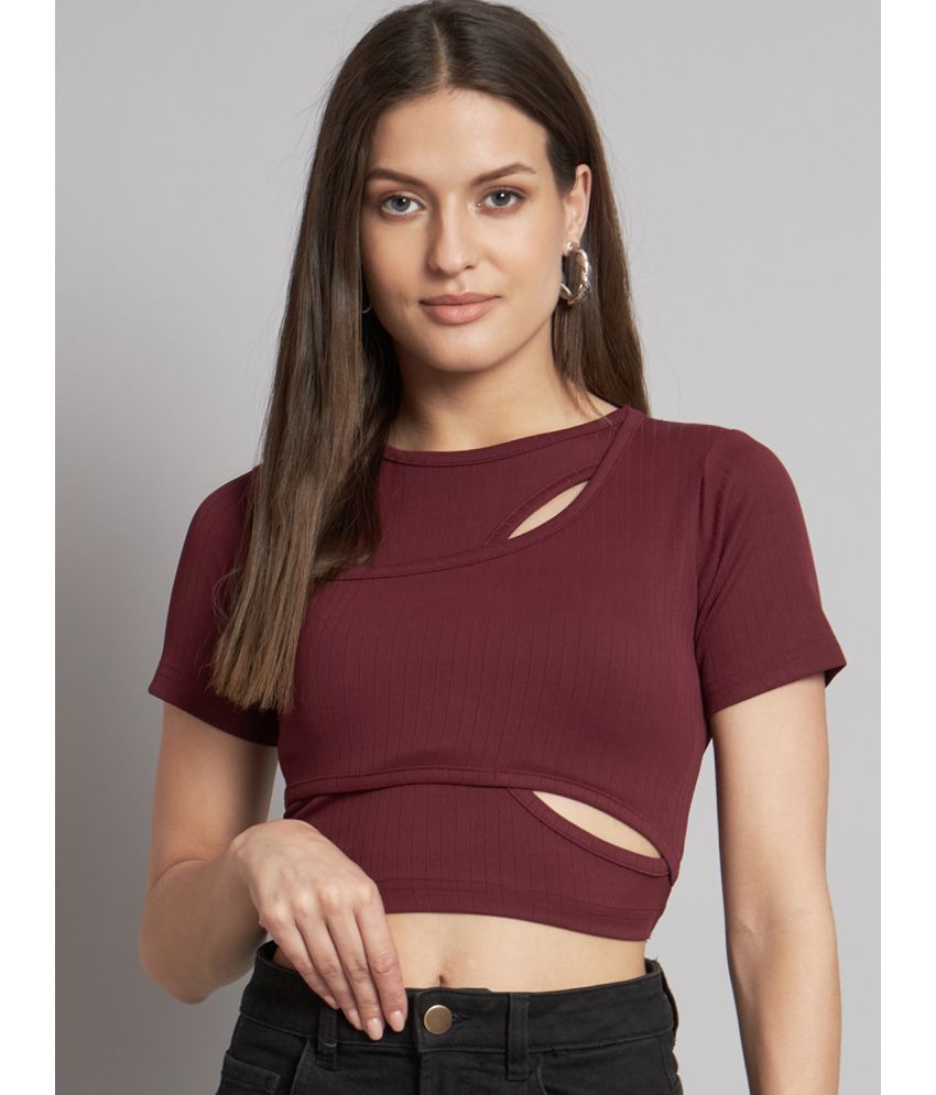     			Addyvero - Maroon Cotton Blend Women's Crop Top ( Pack of 1 )