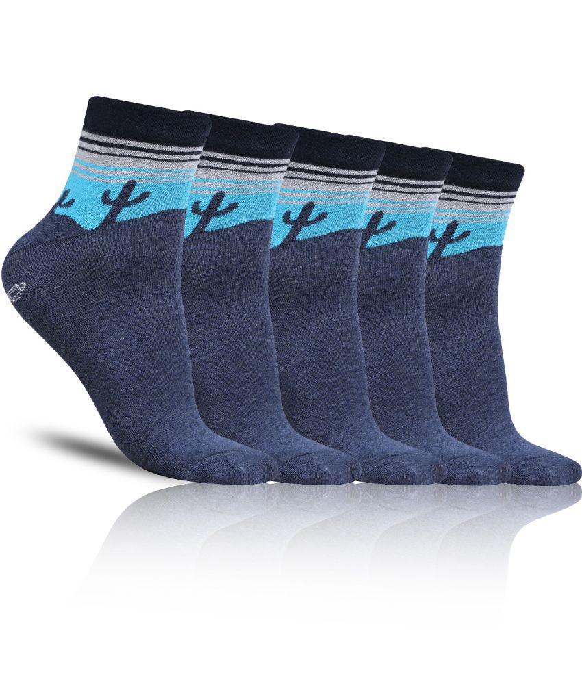     			Dollar - Cotton Men's Printed Blue Low Ankle Socks ( Pack of 5 )