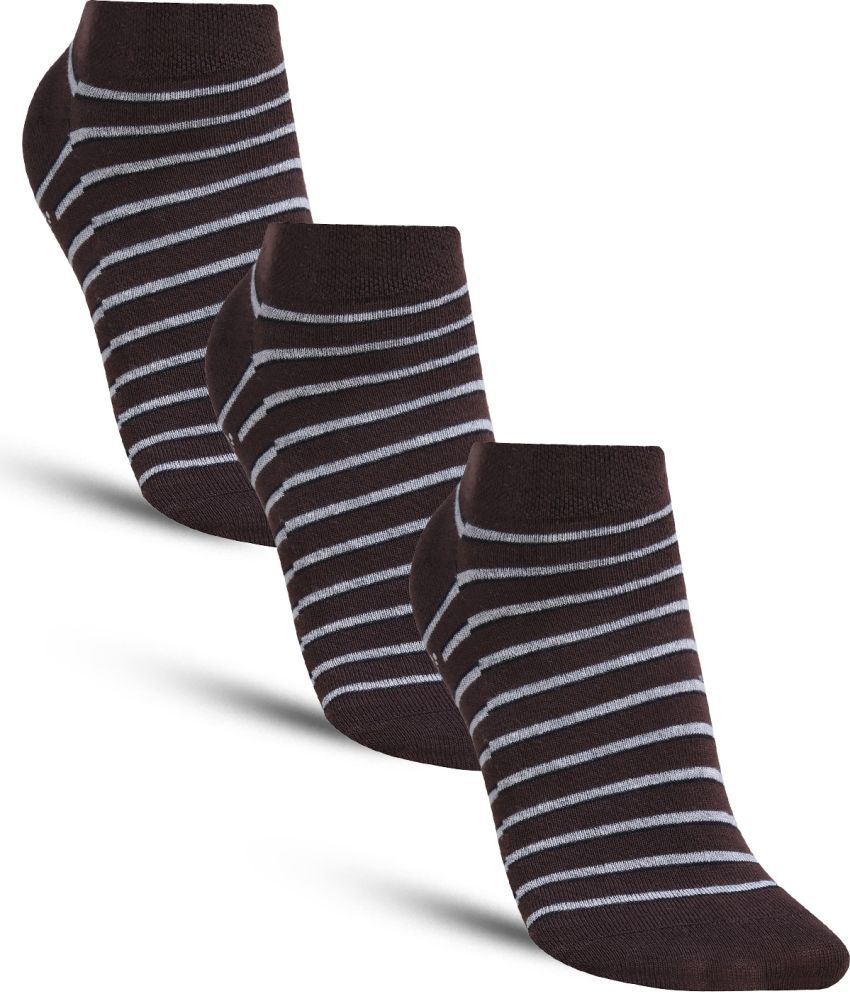     			Dollar - Cotton Men's Striped Brown Low Ankle Socks ( Pack of 3 )