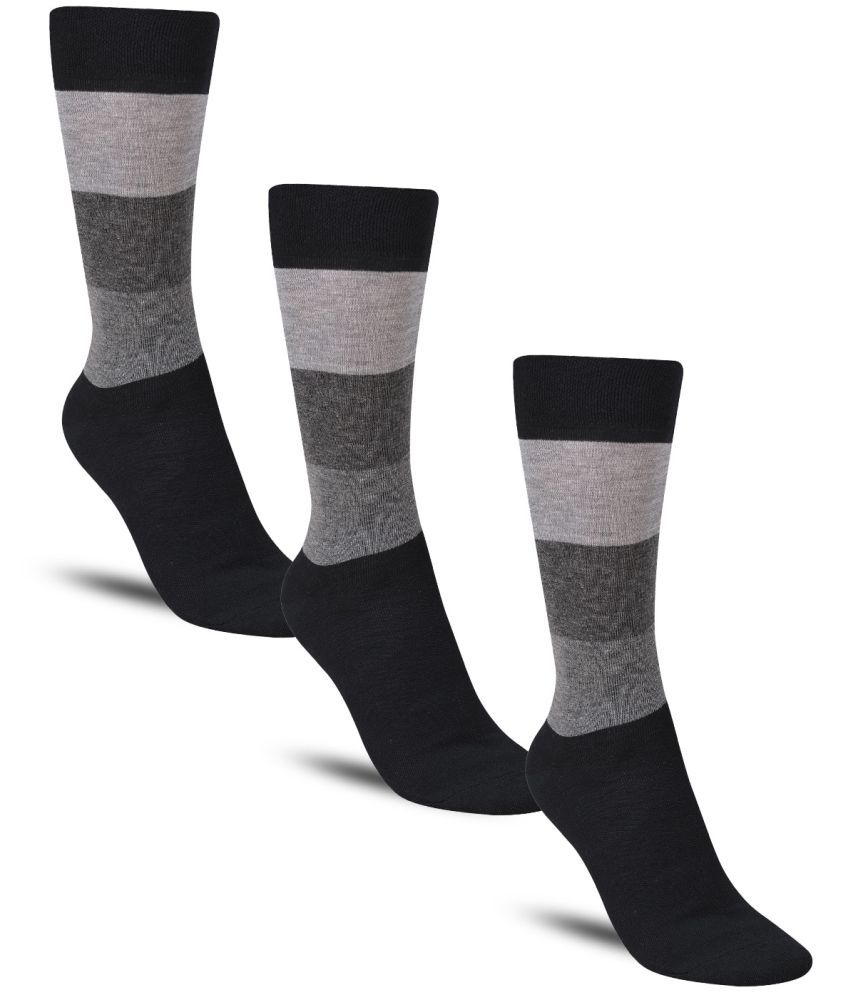     			Dollar - Cotton Men's Striped Black Full Length Socks ( Pack of 3 )