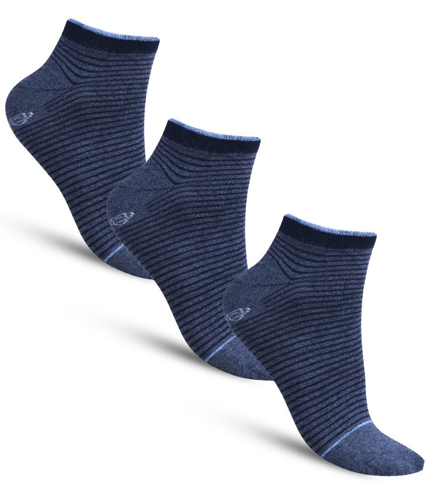     			Dollar - Cotton Men's Striped Blue Mid Length Socks ( Pack of 3 )