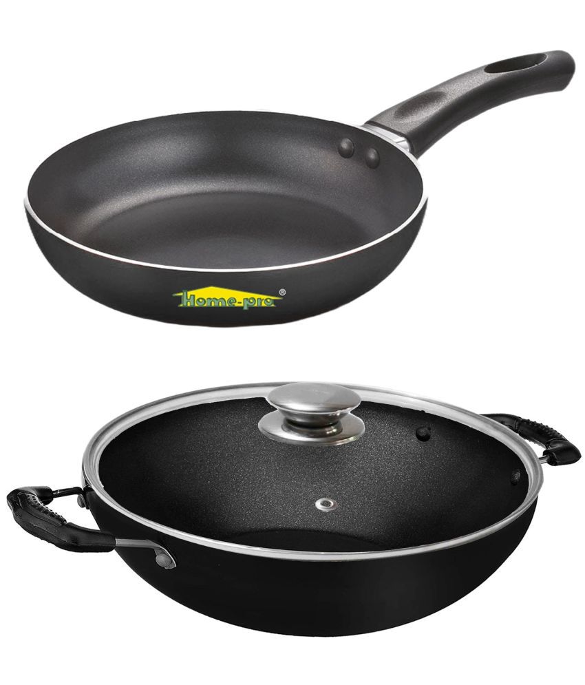     			HomePro - Fry pan & Kadhai Aluminium Non-Stick Pan Set ml ( Pack of 2 )