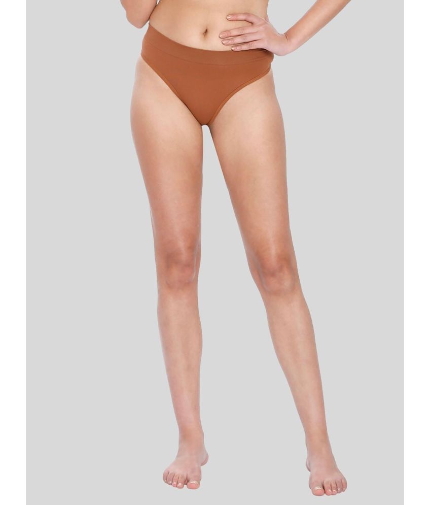     			ILRASO - Brown Poly Cotton Solid Women's Bikini ( Pack of 1 )