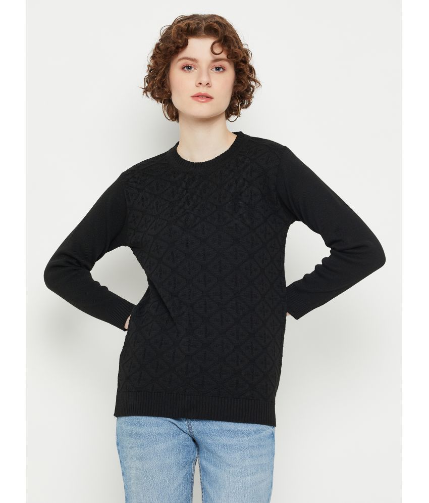     			KASMA Acro Wool Round Neck Women's Pullovers - Black ( )