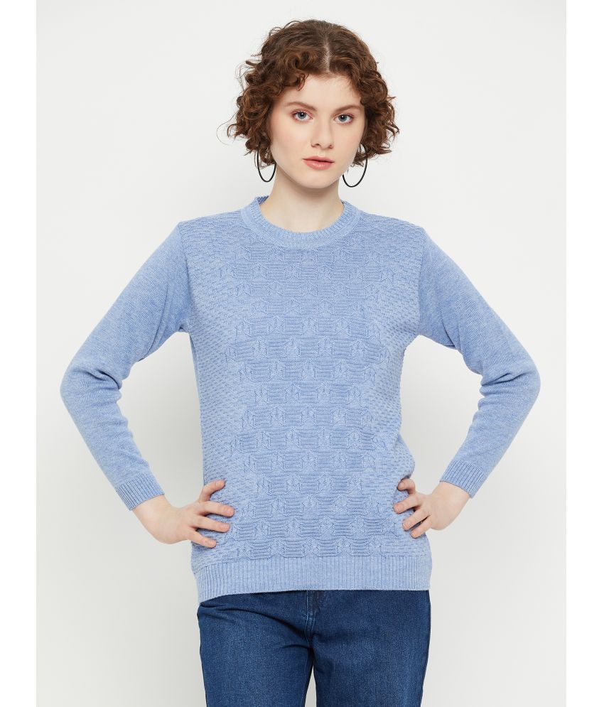     			KASMA Acro Wool Round Neck Women's Pullovers - Blue ( )