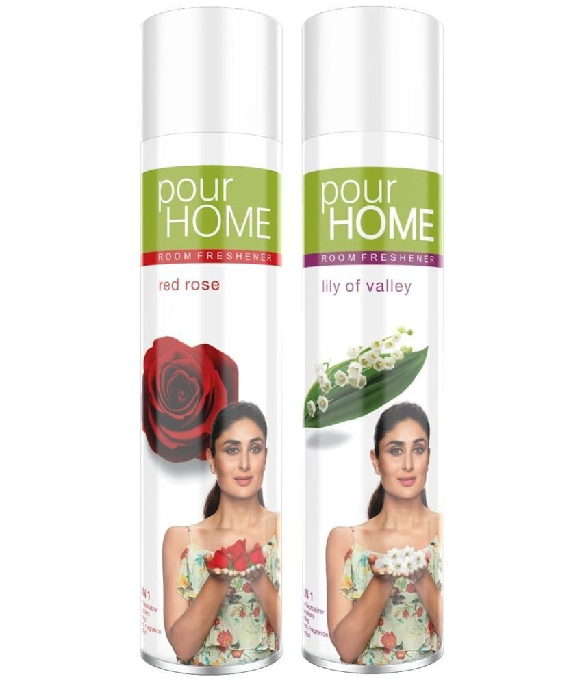     			POUR HOME Red Rose & Lilly of Valley Room Freshener Spray , 220ml Each ( Pack of 2 )