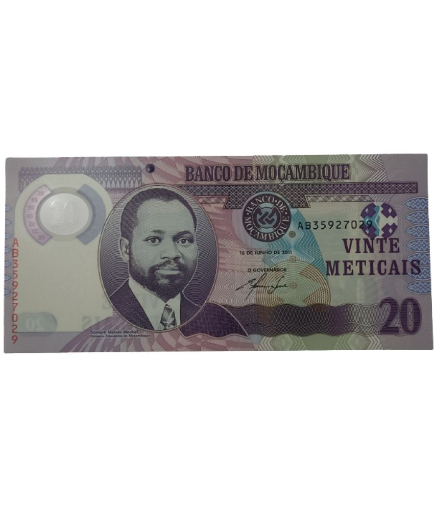     			RARE MOCAMBIQUE 20 METICALS POLYMER ISSUE NOTE IN TOP UNC GRADE