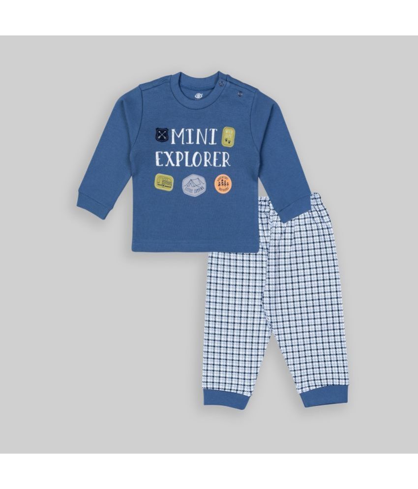     			Zero - Blue Cotton Blend Baby Boy T-Shirt & Trouser ( Pack of 1 )