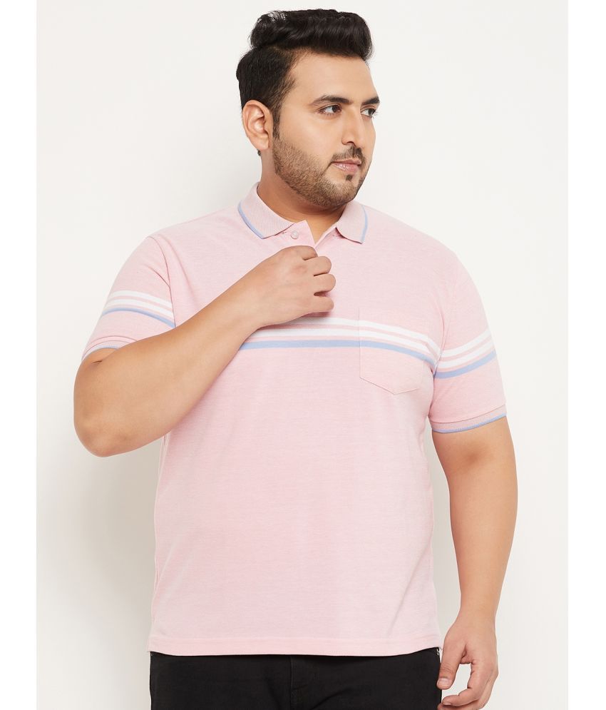     			AUSTIVO Cotton Blend Regular Fit Striped Half Sleeves Men's Polo T Shirt - Pink ( Pack of 1 )
