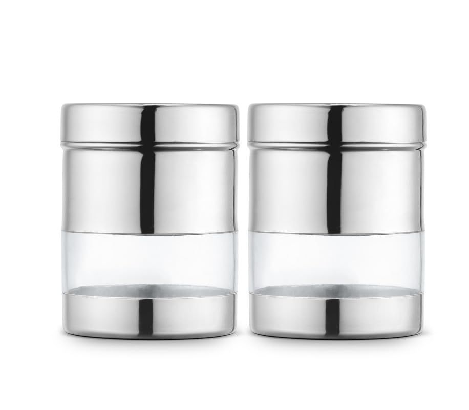     			Classic Essentials Sleek Canister Steel Transparent Cookie Container ( Set of 2 )