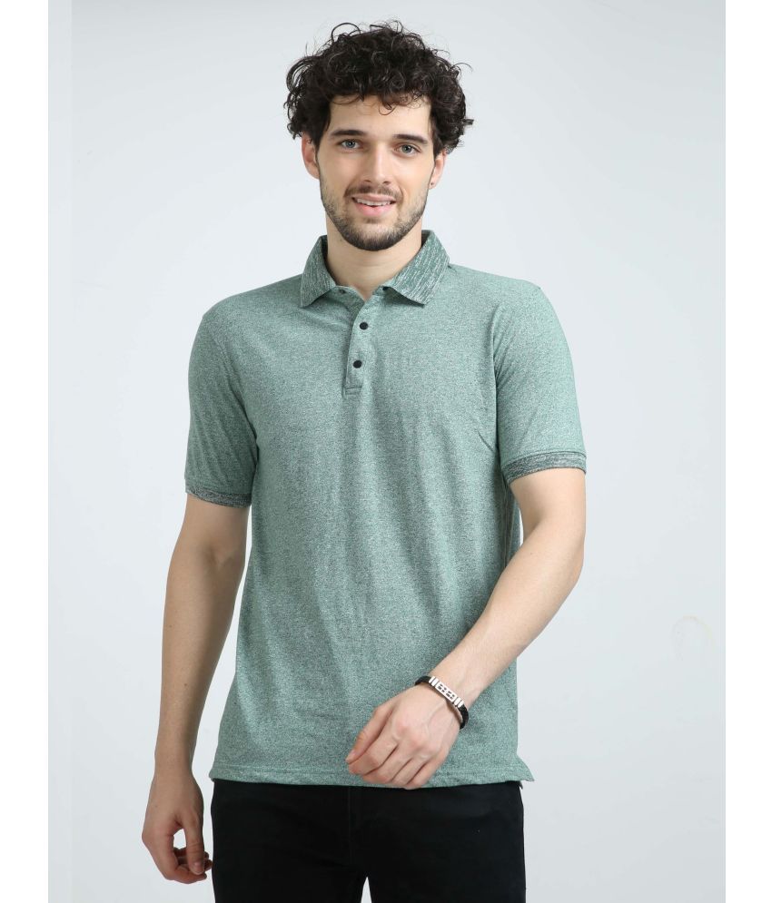     			DE-FIT Cotton Blend Regular Fit Self Design Half Sleeves Men's Polo T Shirt - Olive ( Pack of 1 )