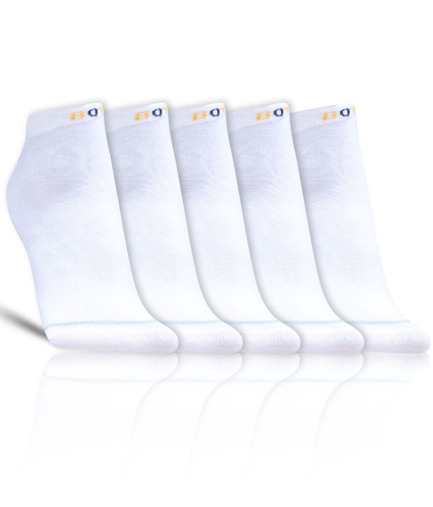     			Dollar - Cotton Men's Printed White Low Ankle Socks ( Pack of 5 )