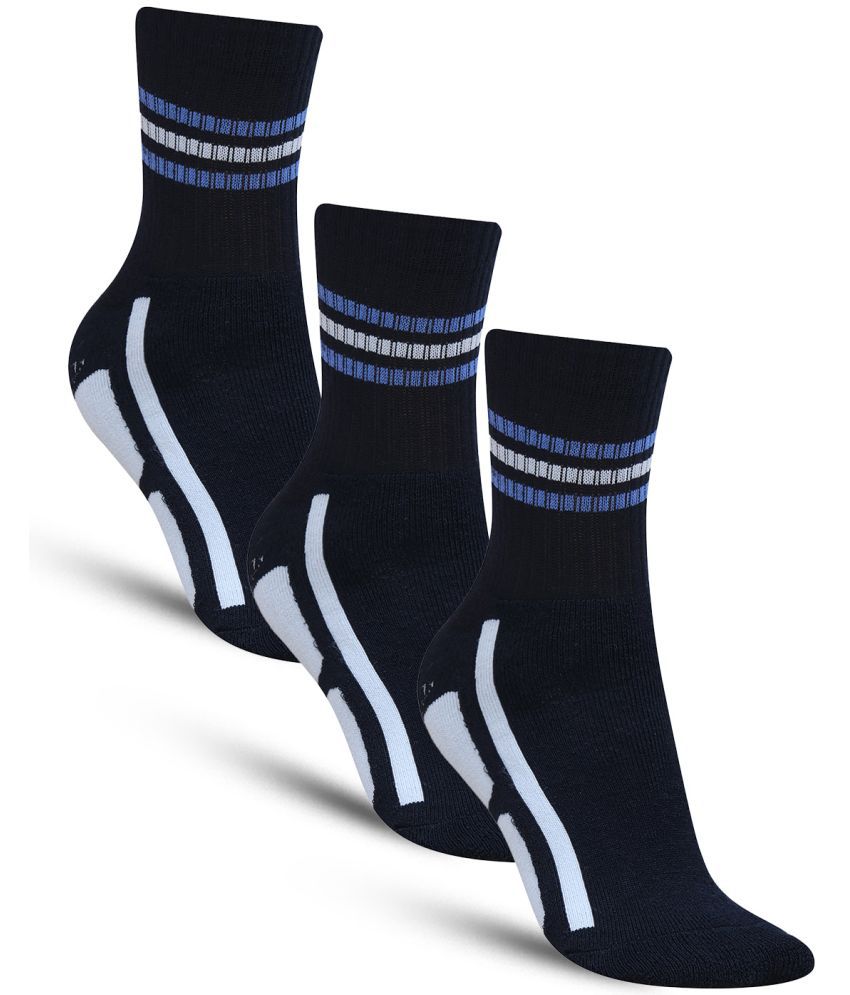     			Dollar - Cotton Men's Self Design Navy Blue Ankle Length Socks ( Pack of 3 )
