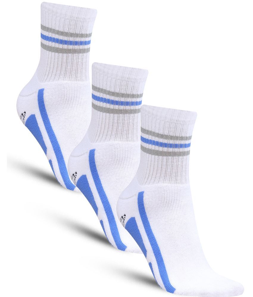     			Dollar - Cotton Men's Self Design White Ankle Length Socks ( Pack of 3 )