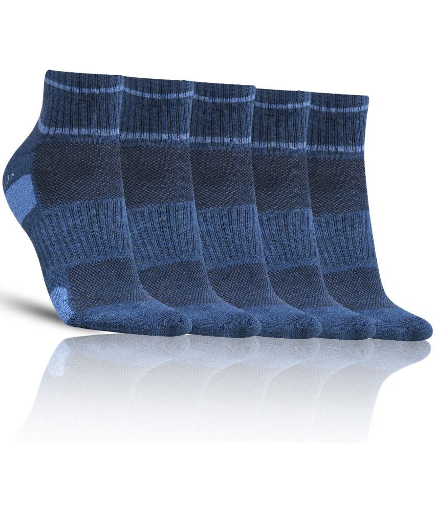     			Dollar - Cotton Men's Self Design Blue Ankle Length Socks ( Pack of 5 )