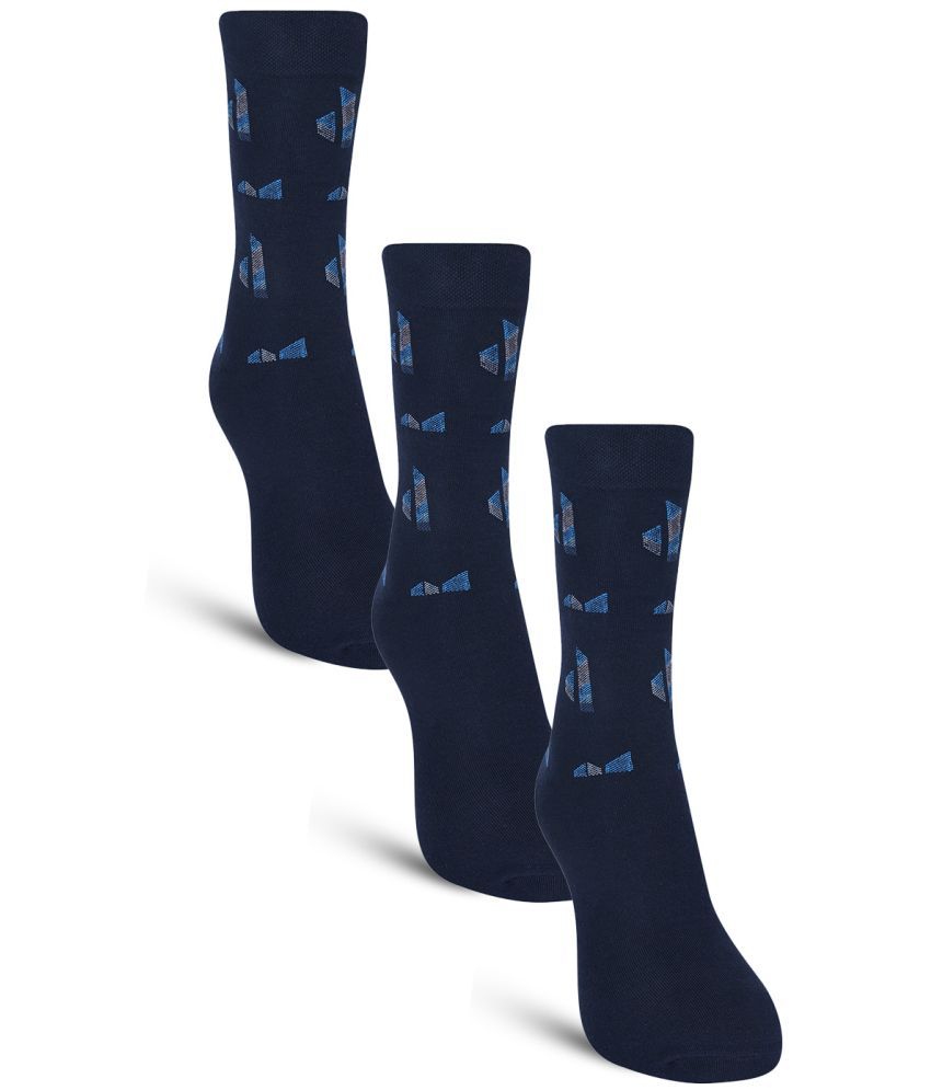     			Dollar - Cotton Men's Self Design Blue Full Length Socks ( Pack of 3 )